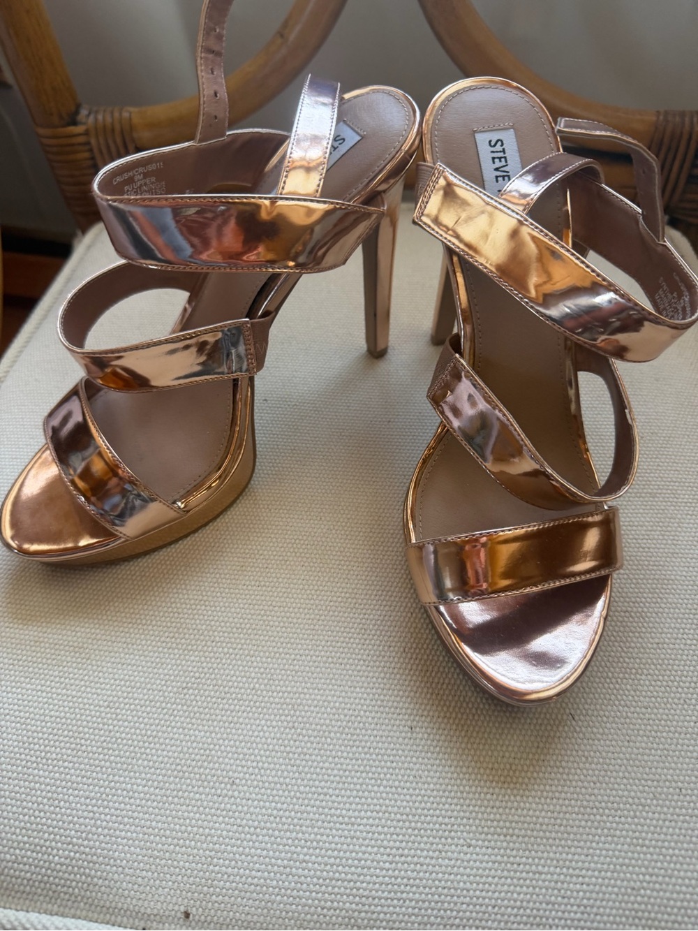 Steve Madden Metallic Rose Gold Multi-Strap High Heels